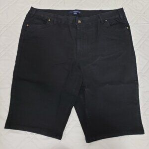 Denim 24/7 Black Bermuda Shorts 18W Cotton Blend Plus Size NWOT